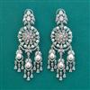 American Diamond Moti Earring With Mehndi Plating 2 Tone Plating Rhodium Plating