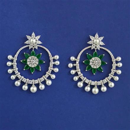 American Diamond Moti Earring With Rhodium Plating
