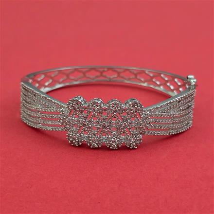 American Diamond Openable Kada With Mehndi Plating Rhodium Plating