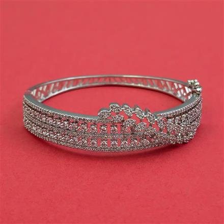 American Diamond Openable Kada With Mehndi Plating Rhodium Plating