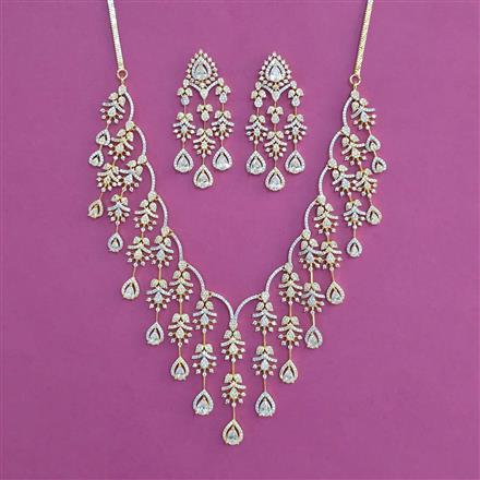 American Diamond Classic Necklace With 2 Tone Plating
