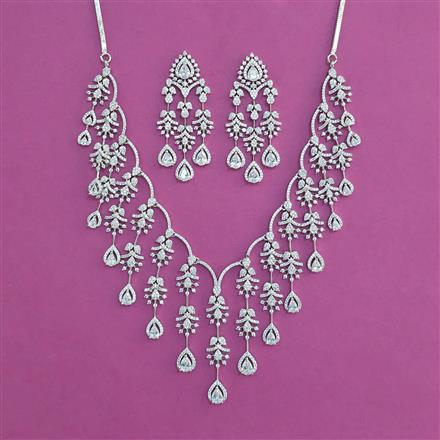 American Diamond Classic Necklace With Rhodium Plating