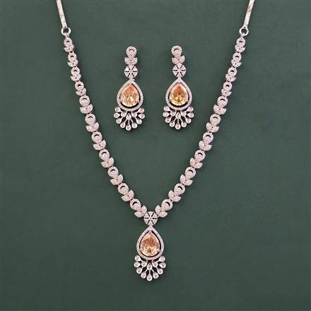 American Diamond Classic Necklace With Rhodium Plating