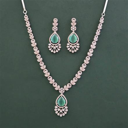 American Diamond Classic Necklace With Rhodium Plating