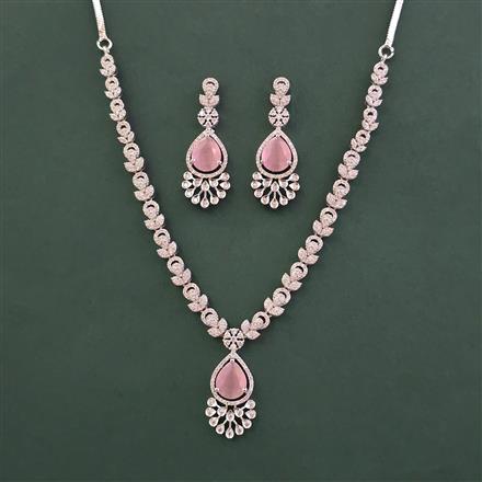 American Diamond Classic Necklace With Rhodium Plating