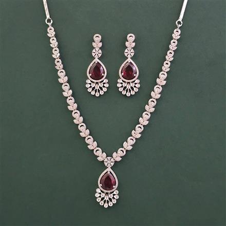 American Diamond Classic Necklace With Rhodium Plating