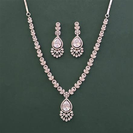 American Diamond Classic Necklace With Rhodium Plating