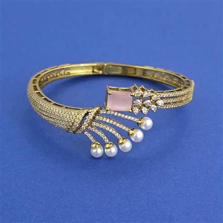 American Diamond Moti Kada With Mehndi Plating