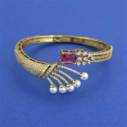 American Diamond Moti Kada With Mehndi Plating