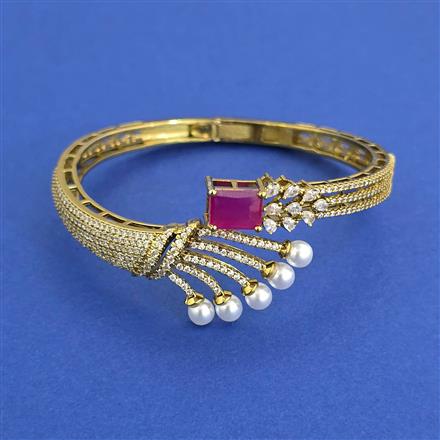 American Diamond Moti Kada With Mehndi Plating