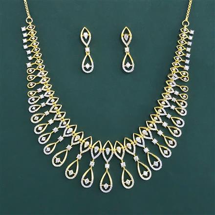 American Diamond Classic Necklace with 2 Tone Plating