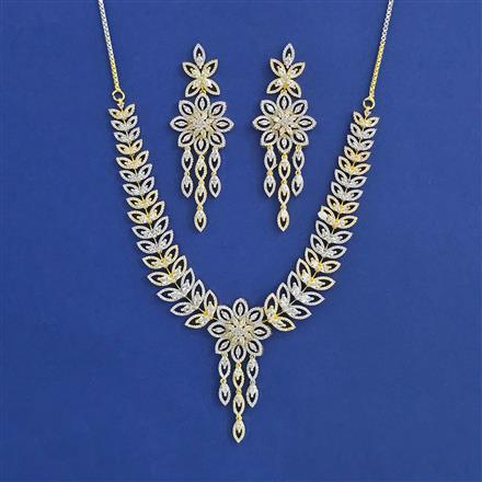 American Diamond Classic Necklace With 2 Tone Plating