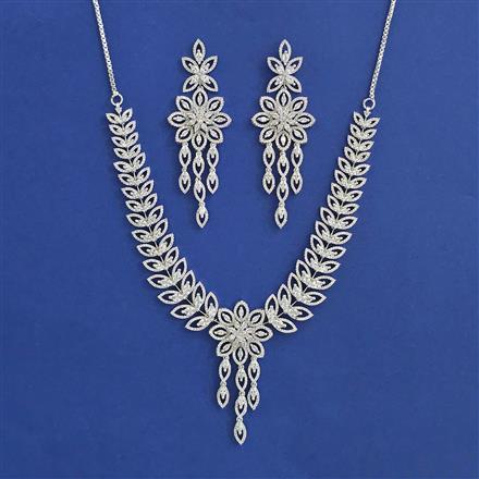 American Diamond Classic Necklace With Rhodium Plating