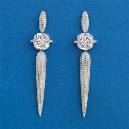 American Diamond Classic Earring With Rhodium Plating
