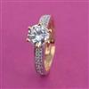 American Diamond Adjustable Ring With Mehndi Plating 2 Tone Plating Rhodium Plating