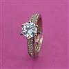 American Diamond Adjustable Ring With Mehndi Plating 2 Tone Plating Rhodium Plating