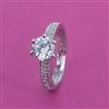 American Diamond Adjustable Ring With Mehndi Plating 2 Tone Plating Rhodium Plating