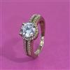 American Diamond Adjustable Ring With Mehndi Plating 2 Tone Plating Rhodium Plating