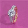 American Diamond Adjustable Ring With Mehndi Plating 2 Tone Plating Rhodium Plating