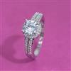 American Diamond Adjustable Ring With Mehndi Plating 2 Tone Plating Rhodium Plating