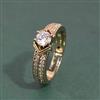 American Diamond Adjustable Ring With Mehndi Plating 2 Tone Plating Rhodium Plating