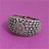 American Diamond Adjustable Ring With Mehndi Plating 2 Tone Plating Rhodium Plating