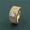American Diamond Adjustable Ring With 2 Tone Plating Mehndi Plating Rhodium Plating