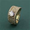 American Diamond Adjustable Ring With 2 Tone Plating Mehndi Plating Rhodium Plating