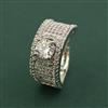 American Diamond Adjustable Ring With 2 Tone Plating Mehndi Plating Rhodium Plating