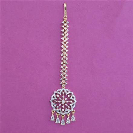 American Diamond Classic Tikka With 2 Tone Plating Rhodium Plating