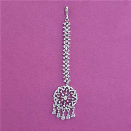 American Diamond Classic Tikka With 2 Tone Plating Rhodium Plating