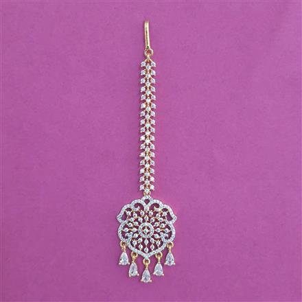 American Diamond Classic Tikka With 2 Tone Plating Rhodium Plating