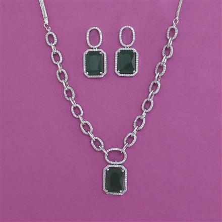 American Diamond Classic Necklace With Rhodium Plating