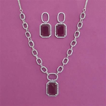 American Diamond Classic Necklace With Rhodium Plating