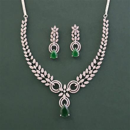American Diamond Classic Necklace With Rhodium Plating