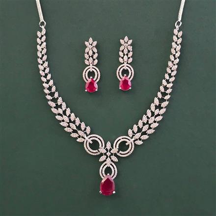 American Diamond Classic Necklace With Rhodium Plating