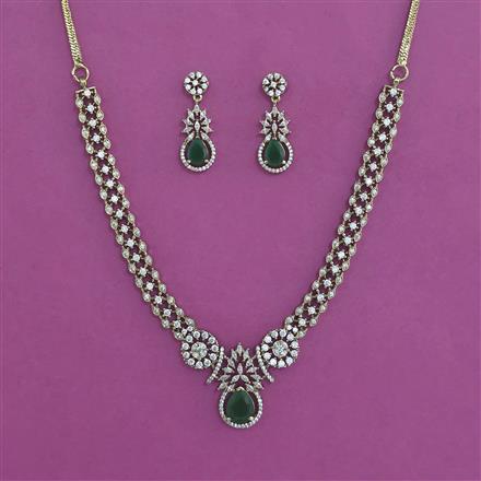 American Diamond Classic Necklace With Mehndi Plating