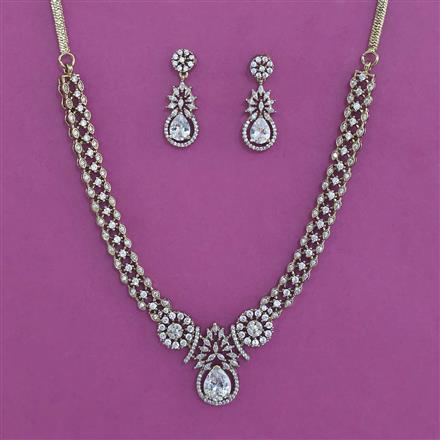 American Diamond Classic Necklace With Mehndi Plating