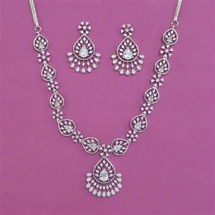 American Diamond Classic Necklace With 2 Tone Plating Rhodium Plating