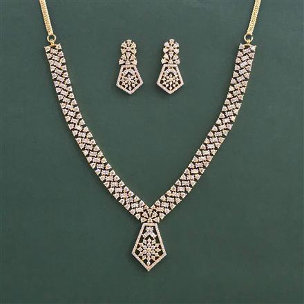 American Diamond Classic Necklace With 2 Tone Plating Mehndi Plating Rhodium Plating