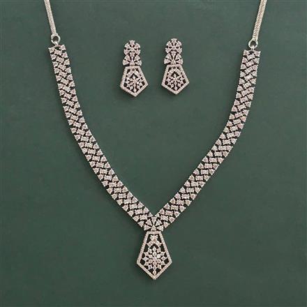 American Diamond Classic Necklace With 2 Tone Plating Mehndi Plating Rhodium Plating
