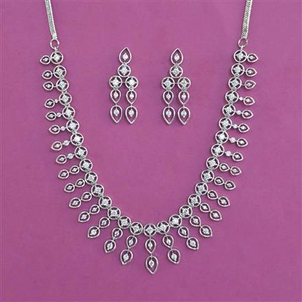 American Diamond Classic Necklace With 2 Tone Plating Rhodium Plating