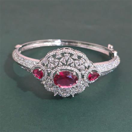 American Diamond Openable Kada With Rhodium Plating