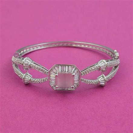 American Diamond Openable Kada With Rhodium Plating