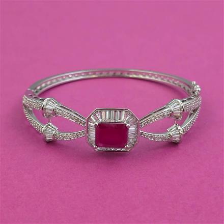 American Diamond Openable Kada With Rhodium Plating