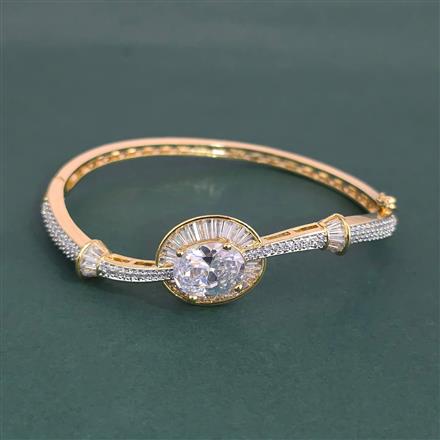 American Diamond Openable Kada With 2 Tone Plating