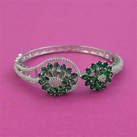 American Diamond Openable Kada With Rhodium Plating