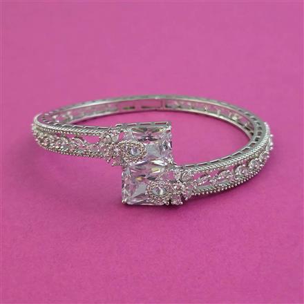 American Diamond Classic Kada With Rhodium Plating