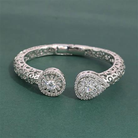 American Diamond Classic Kada With 2 Tone Plating Rhodium Plating