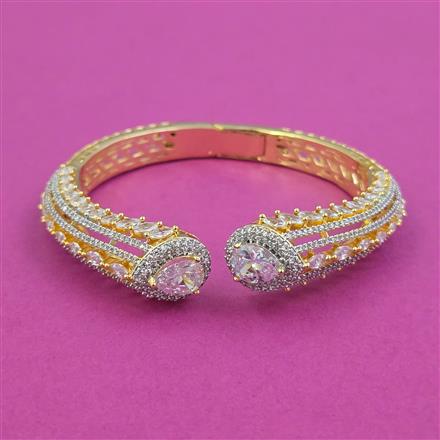 American Diamond Classic Kada With Mehndi Plating 2 Tone Plating Rhodium Plating